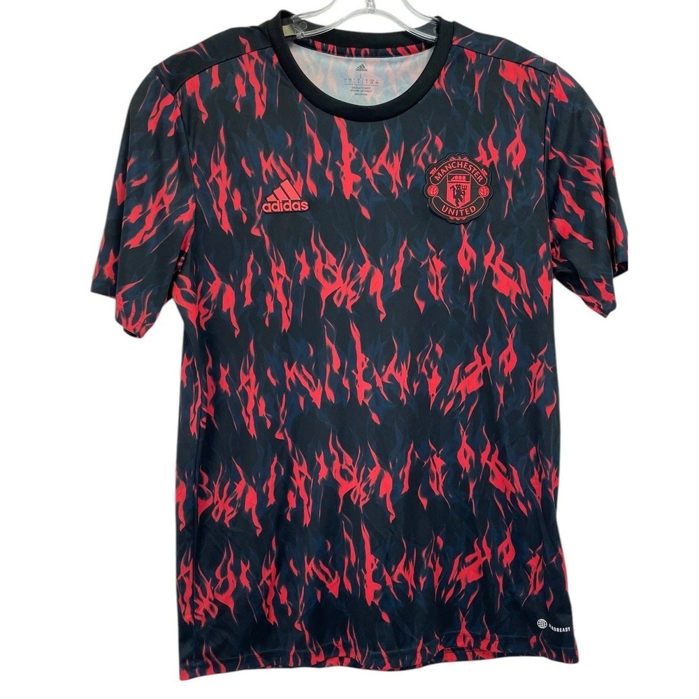 Manchester United /Adidas Mens Sz Large Red /Black Flames Shirt (BB39) NW/OT - Picture 1 of 7